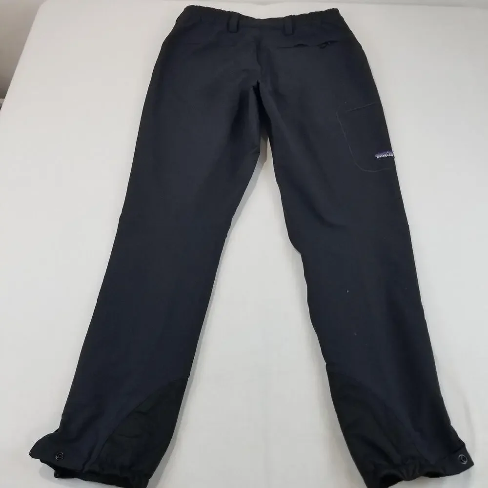 Patagonia Snow Pants Mens 34x32 Black Softshell Stretch Hiking Ski Zip Pockets